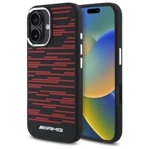 Калъф AMG Silicone Graphics MagSafe за iPhone 16 - черен