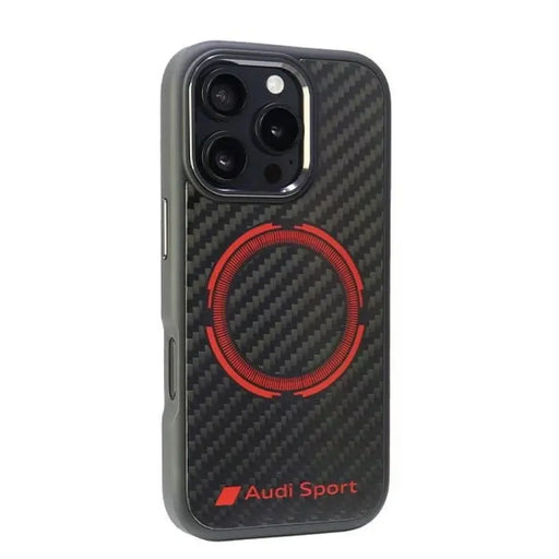 Калъф Audi Carbon Fiber Sport Red Circle MagSafe за iPhone