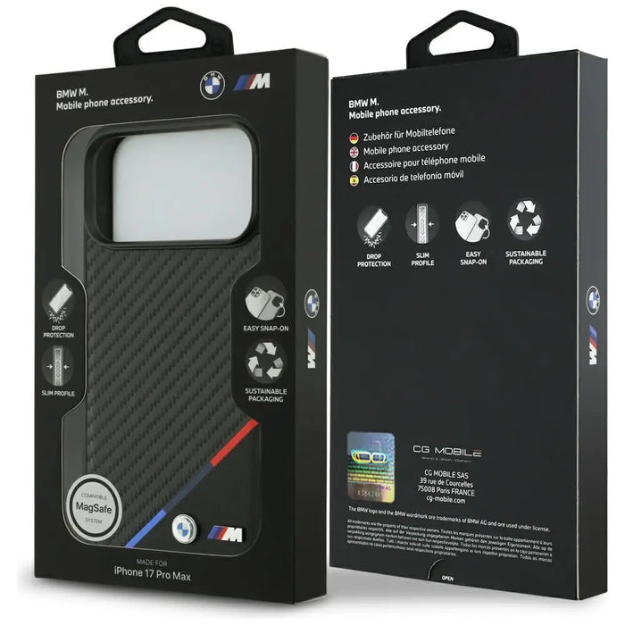 Калъф BMW M Carbon Tricolor Line MagSafe за iPhone 17 Pro