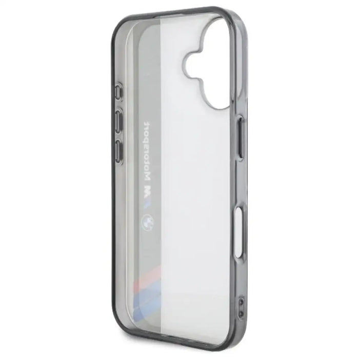 Калъф BMW Motosport IML Vertical Stripe iPhone 16 Plus - сив