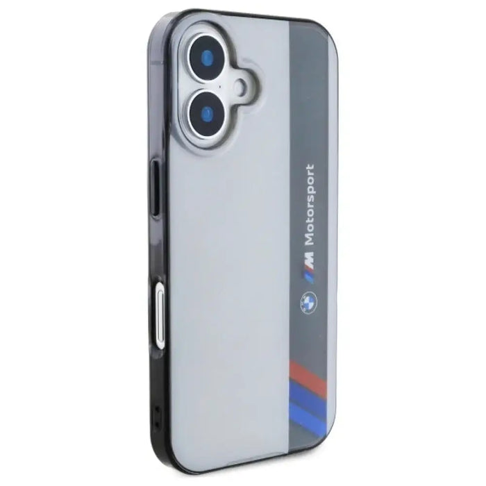 Калъф BMW Motosport IML Vertical Stripe iPhone 16 Plus - сив