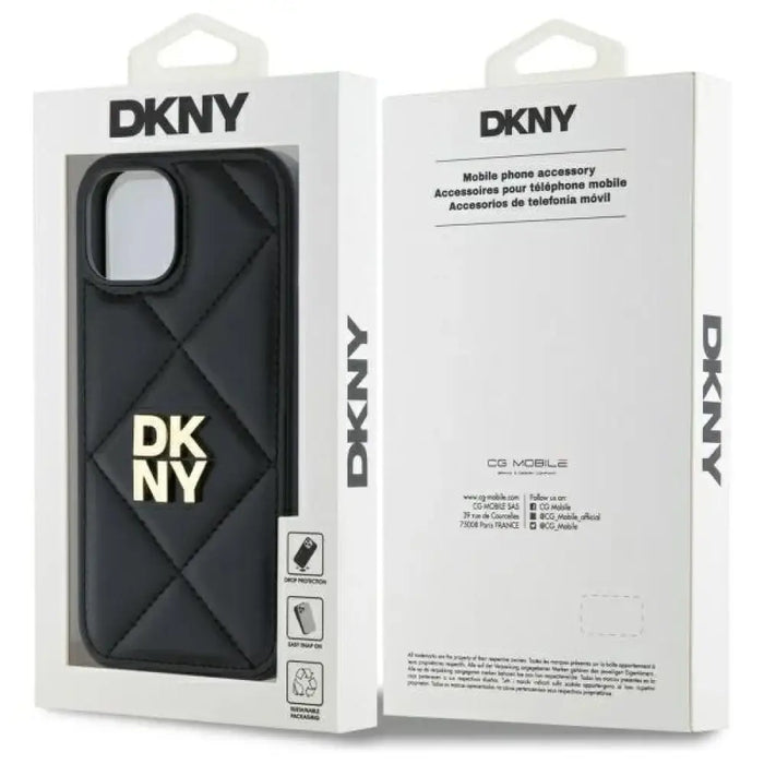 Калъф DKNY Quilted Stack Logo iPhone 14 - Черен