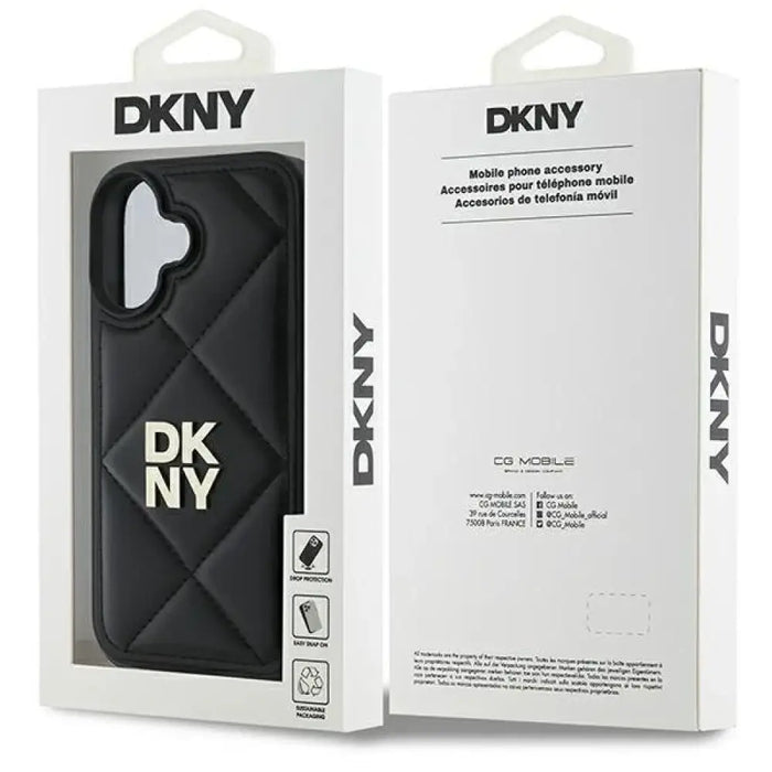 Калъф DKNY Quilted Stack Logo iPhone 16 - Черен
