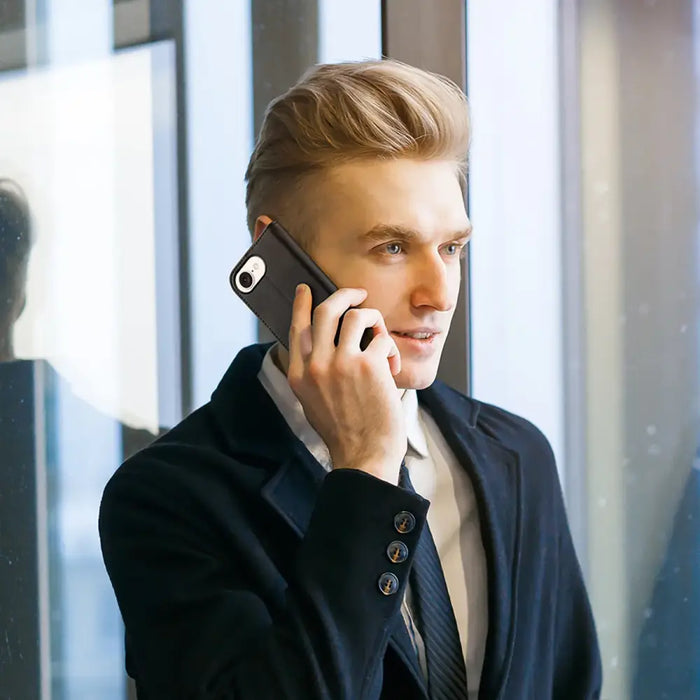 Калъф Dux Ducis Hivo iPhone 16e с флип и RFID защита - черен