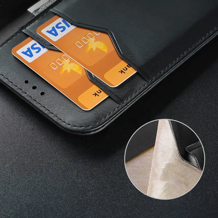 Калъф Dux Ducis Hivo iPhone 16e с флип и RFID защита - черен