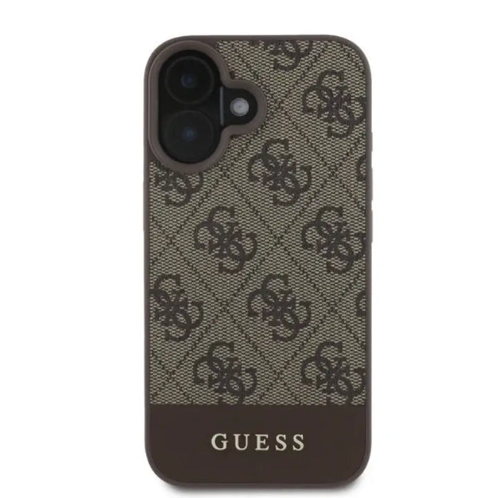 Калъф Guess 4G Bottom Stripe iPhone 16 - кафяв