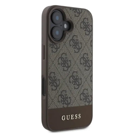 Калъф Guess 4G Bottom Stripe iPhone 16 - кафяв