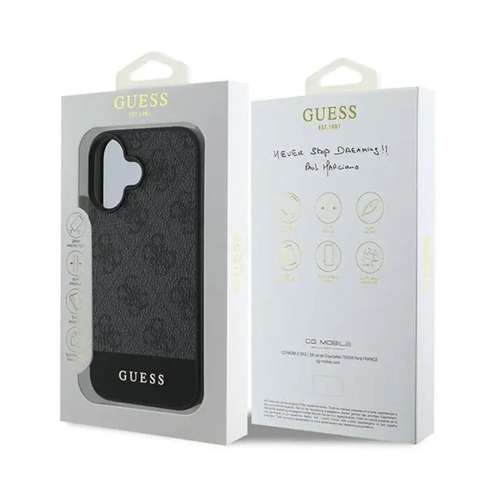 Калъф Guess 4G Bottom Stripe iPhone 16 - сив