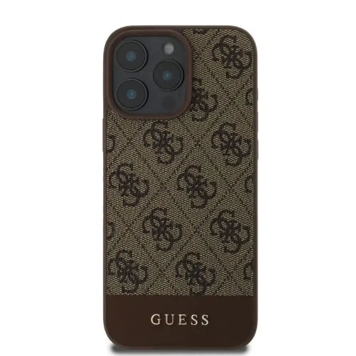Калъф Guess 4G Bottom Stripe за iPhone 16 Pro - кафяв