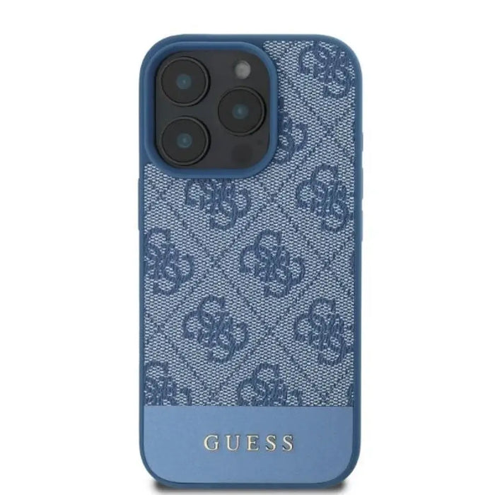 Калъф Guess 4G Bottom Stripe за iPhone 16 Pro Max - син