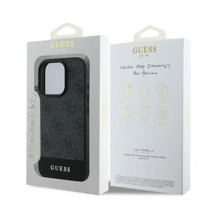 Калъф Guess 4G Bottom Stripe за iPhone 16 Pro Max - сив
