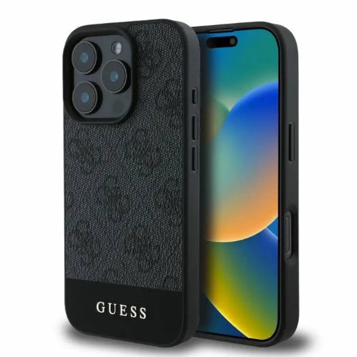 Калъф Guess 4G Bottom Stripe за iPhone 16 Pro Max - сив