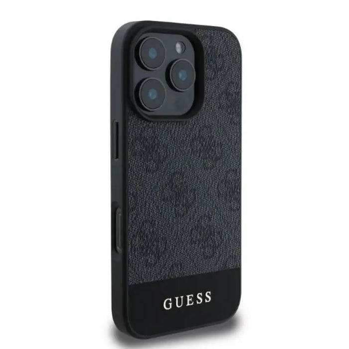 Калъф Guess 4G Bottom Stripe за iPhone 16 Pro Max - сив