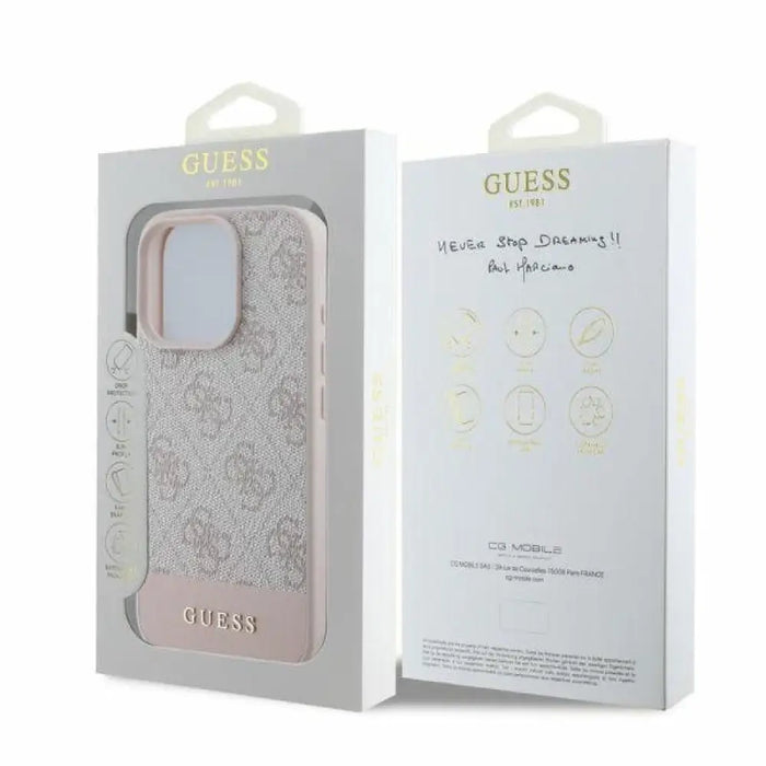 Калъф Guess 4G Bottom Stripe за iPhone 16 Pro - розов