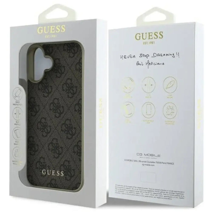 Калъф Guess 4G Charms Collection за iPhone 16 - кафяв