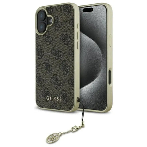 Калъф Guess 4G Charms Collection за iPhone 16 - кафяв