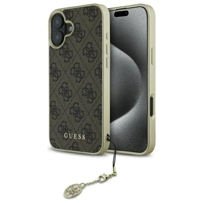 Калъф Guess 4G Charms Collection за iPhone 16 - кафяв