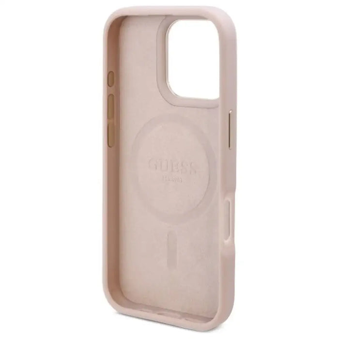 Калъф Guess 4G Logo Plate MagSafe iPhone 16 Pro - розов