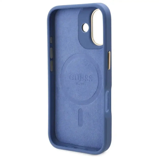 Калъф Guess 4G Logo Plate MagSafe iPhone 16 - син