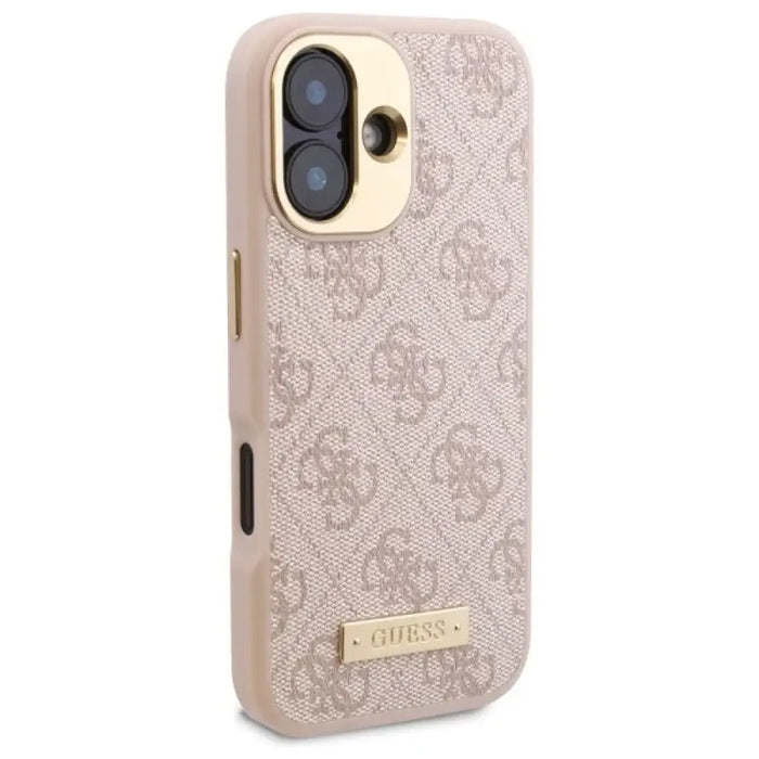 Калъф Guess 4G Logo Plate MagSafe за iPhone 16 Plus - розов