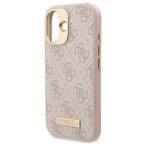 Калъф Guess 4G Logo Plate MagSafe за iPhone 16 Plus - розов