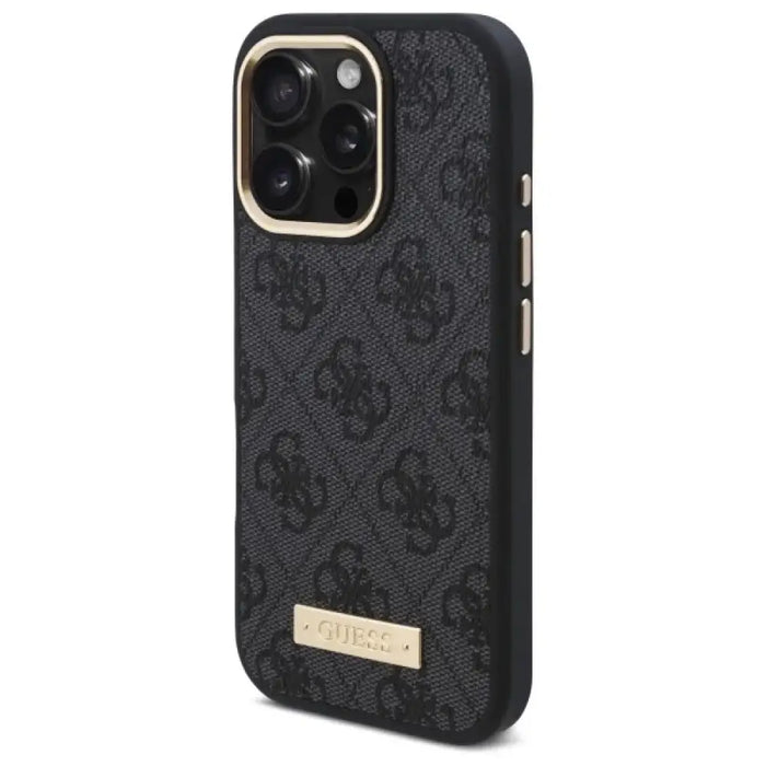 Калъф Guess 4G Logo Plate MagSafe за iPhone 16 Pro - черен