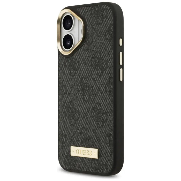 Калъф Guess 4G Logo Plate MagSafe за iPhone 17 - черен