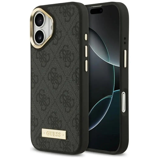 Калъф Guess 4G Logo Plate MagSafe за iPhone 17 - черен