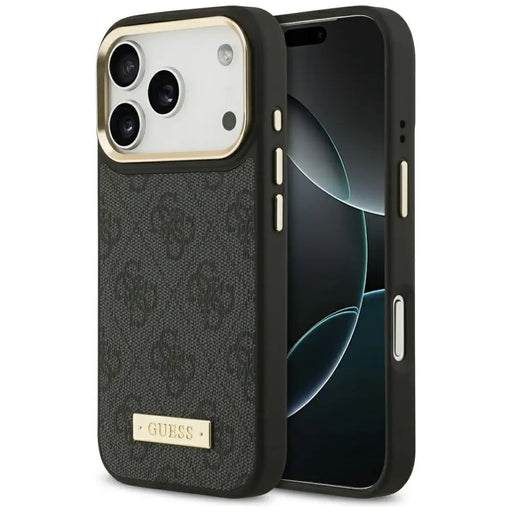 Калъф Guess 4G Logo Plate MagSafe за iPhone 17 Pro - черен