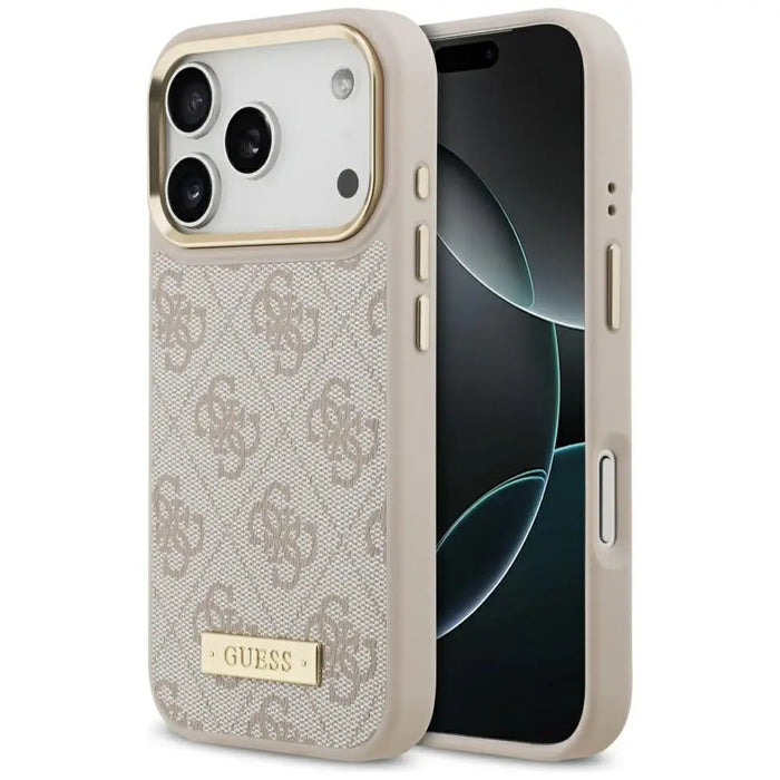 Калъф Guess 4G Logo Plate MagSafe за iPhone 17 Pro - розов