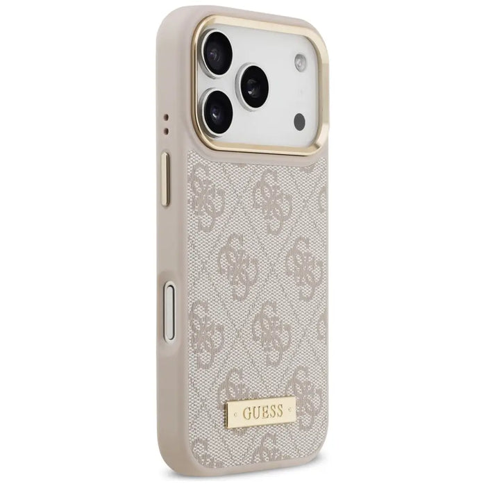 Калъф Guess 4G Logo Plate MagSafe за iPhone 17 Pro - розов