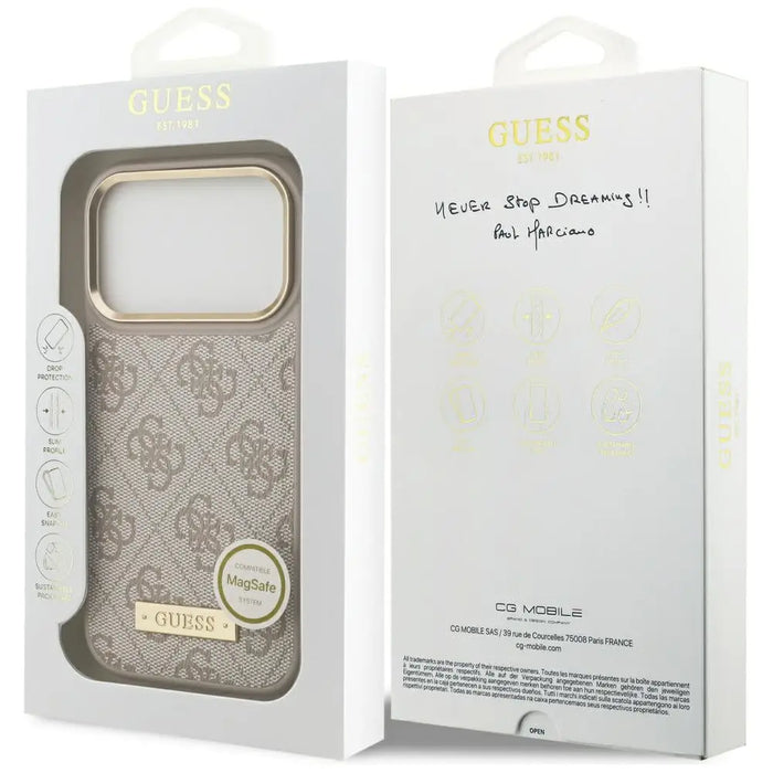 Калъф Guess 4G Logo Plate MagSafe за iPhone 17 Pro - розов