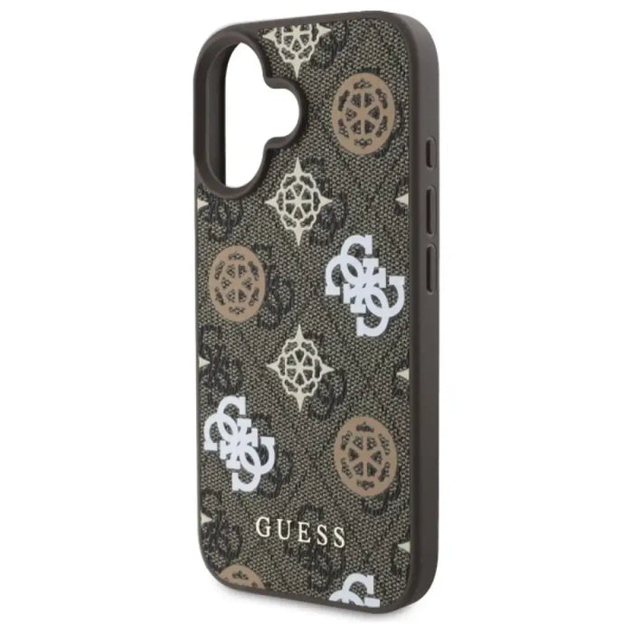 Калъф Guess 4G Printed Stripes MagSafe iPhone 16 - кафяв