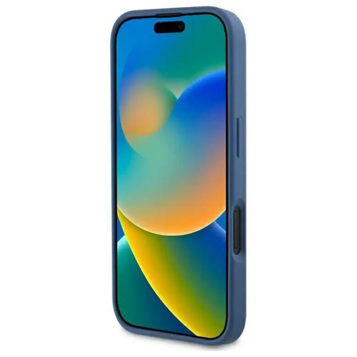 Калъф Guess 4G Printed Stripes MagSafe за iPhone 16 - син