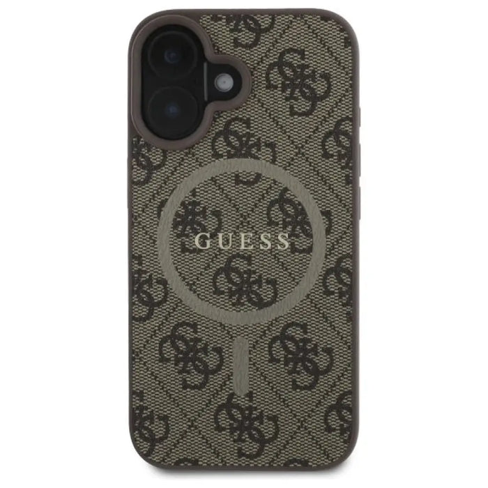 Калъф Guess 4G Ring Classic Logo MagSafe iPhone 16 - кафяв