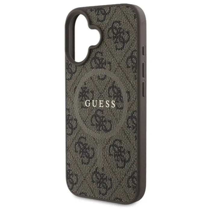Калъф Guess 4G Ring Classic Logo MagSafe iPhone 16 - кафяв