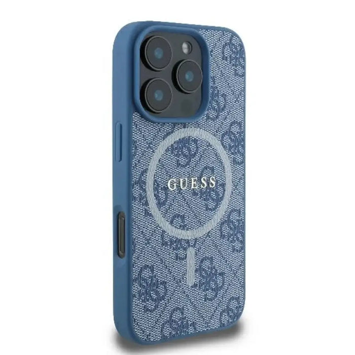 Калъф Guess 4G Ring Classic Logo MagSafe iPhone 16 Pro - син