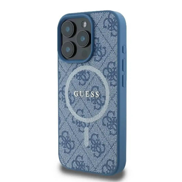 Калъф Guess 4G Ring Classic Logo MagSafe iPhone 16 Pro - син