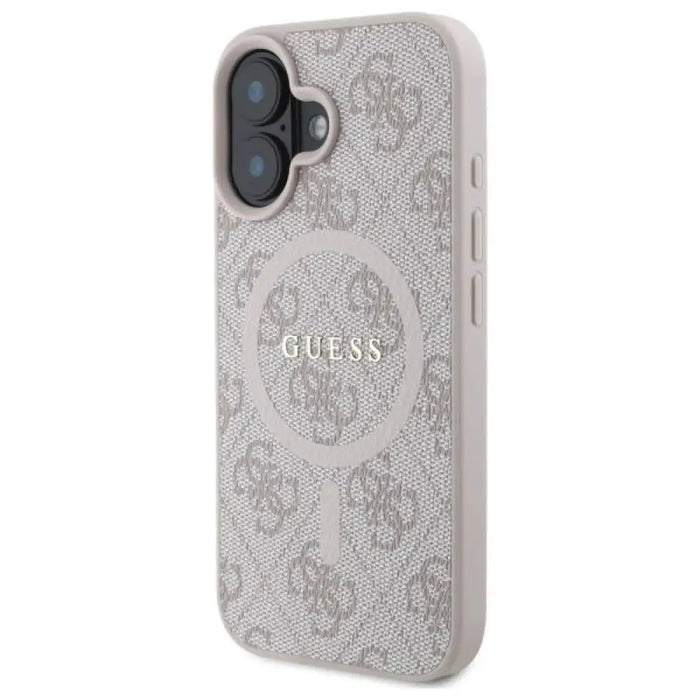 Калъф Guess 4G Ring Classic Logo MagSafe iPhone 16 - розов