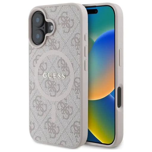 Калъф Guess 4G Ring Classic Logo MagSafe iPhone 16 - розов