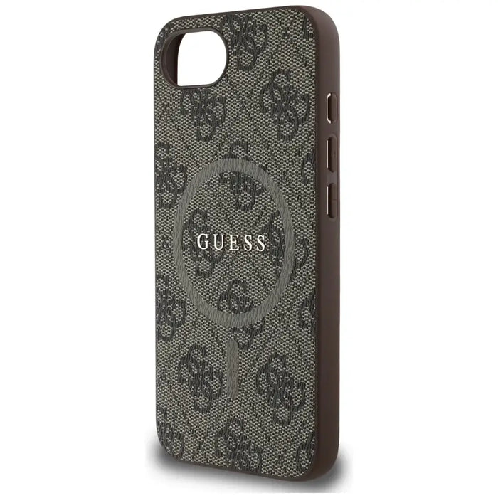 Калъф Guess 4G Ring Classic Logo MagSafe iPhone 16e - кафяв