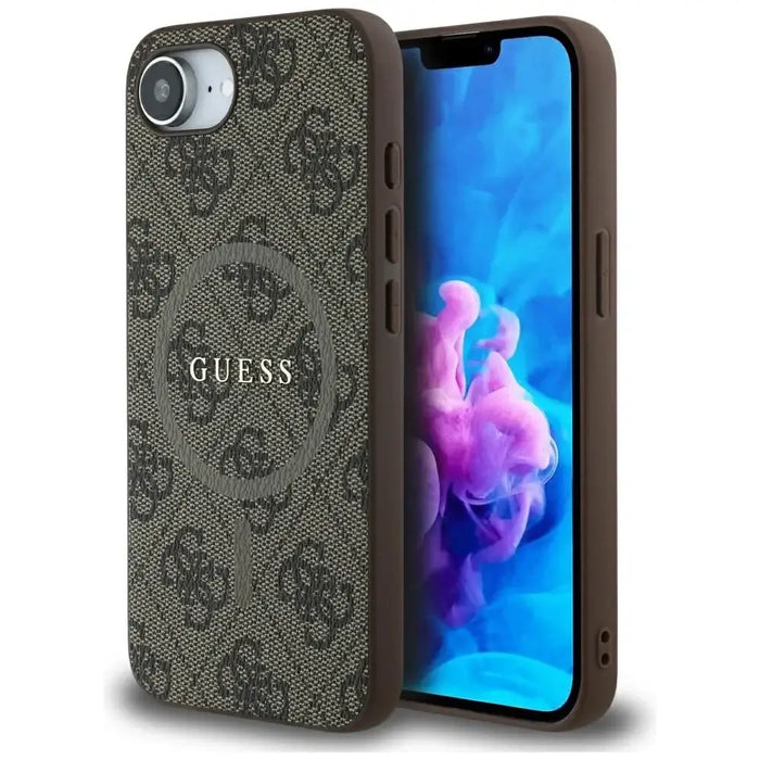 Калъф Guess 4G Ring Classic Logo MagSafe iPhone 16e - кафяв