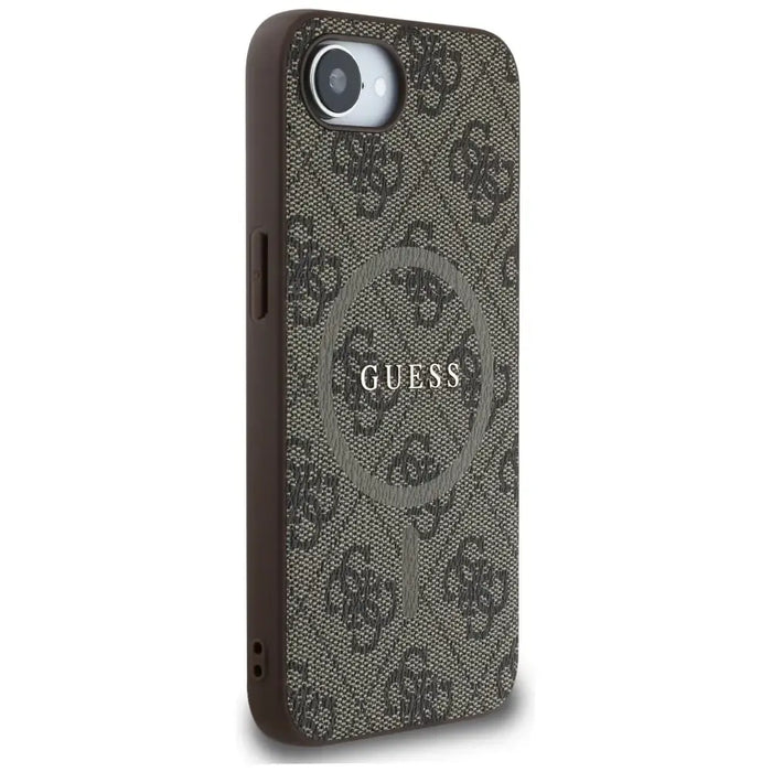 Калъф Guess 4G Ring Classic Logo MagSafe iPhone 16e - кафяв