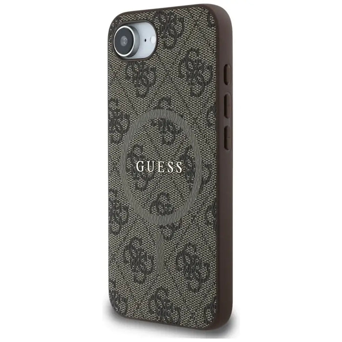 Калъф Guess 4G Ring Classic Logo MagSafe iPhone 16e - кафяв