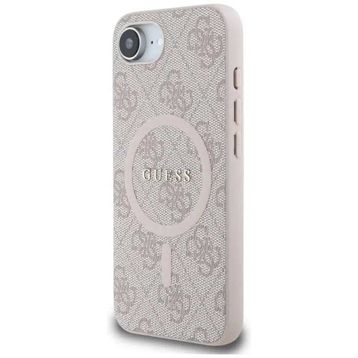 Калъф Guess 4G Ring Classic Logo MagSafe iPhone 16e - розов