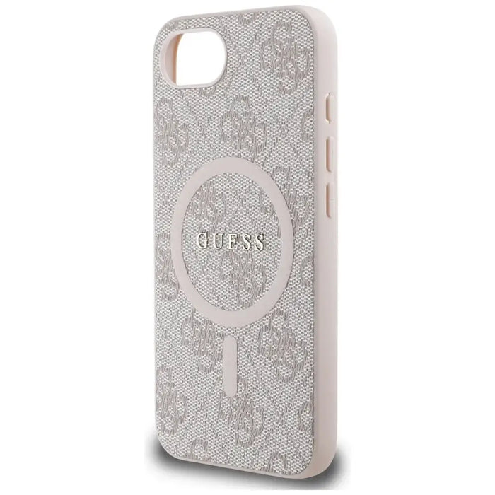 Калъф Guess 4G Ring Classic Logo MagSafe iPhone 16e - розов