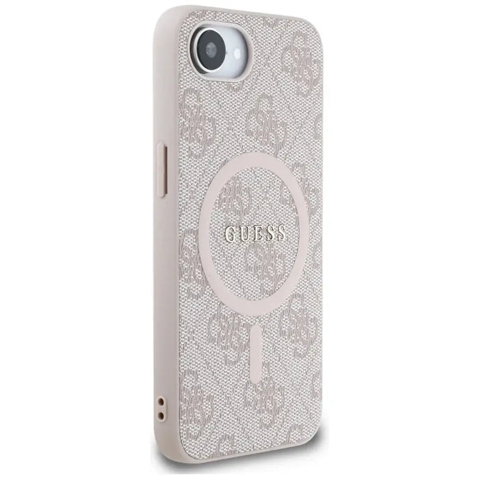 Калъф Guess 4G Ring Classic Logo MagSafe iPhone 16e - розов