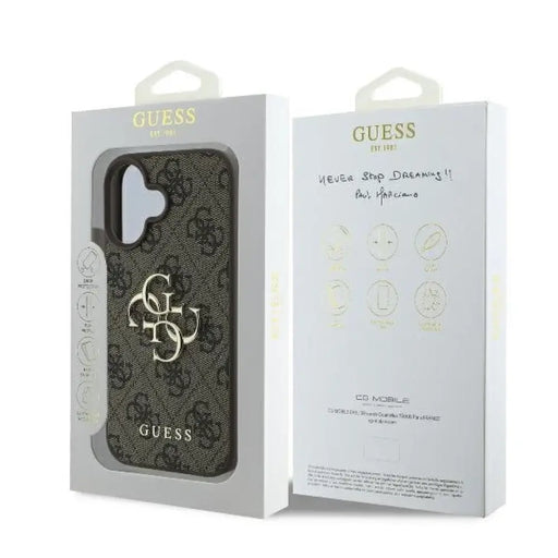 Калъф Guess 4G с голямо лого за iPhone 16 - кафяв