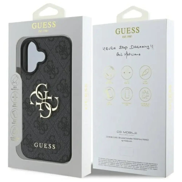 Калъф Guess 4G с голямо лого за iPhone 16 Plus - черен