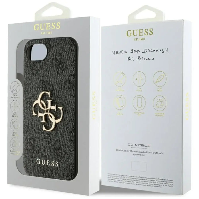 Калъф Guess 4G с голямо лого за iPhone 16e - черен